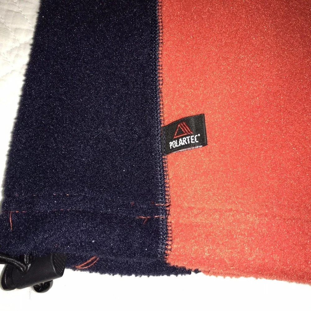 Timberland Weathergear Mens XXL Polartec Fleece Orange Navy Trim Full Zip Vest - Picture 8 of 9